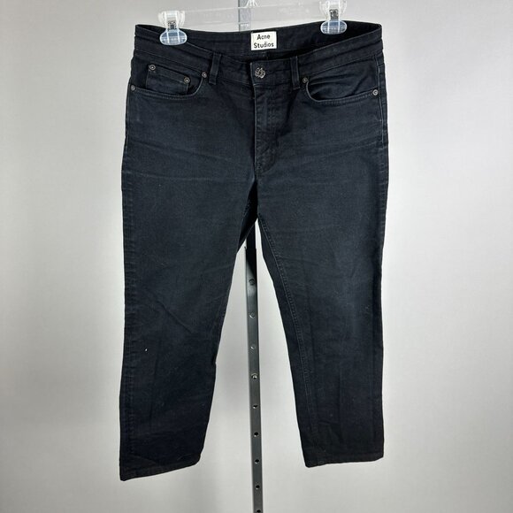 Acne Studios Womens Row Black Relaxed Crop Leg Jeans Denim Size 29/32 $248 - Picture 1 of 4